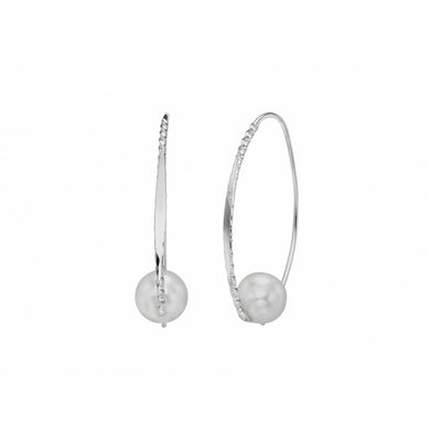 Silver Pearl Hoop Earrings - Continental Diamond