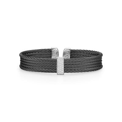 0.19 ctw Diamond Black Cable Bangle Bracelet - Continental Diamond