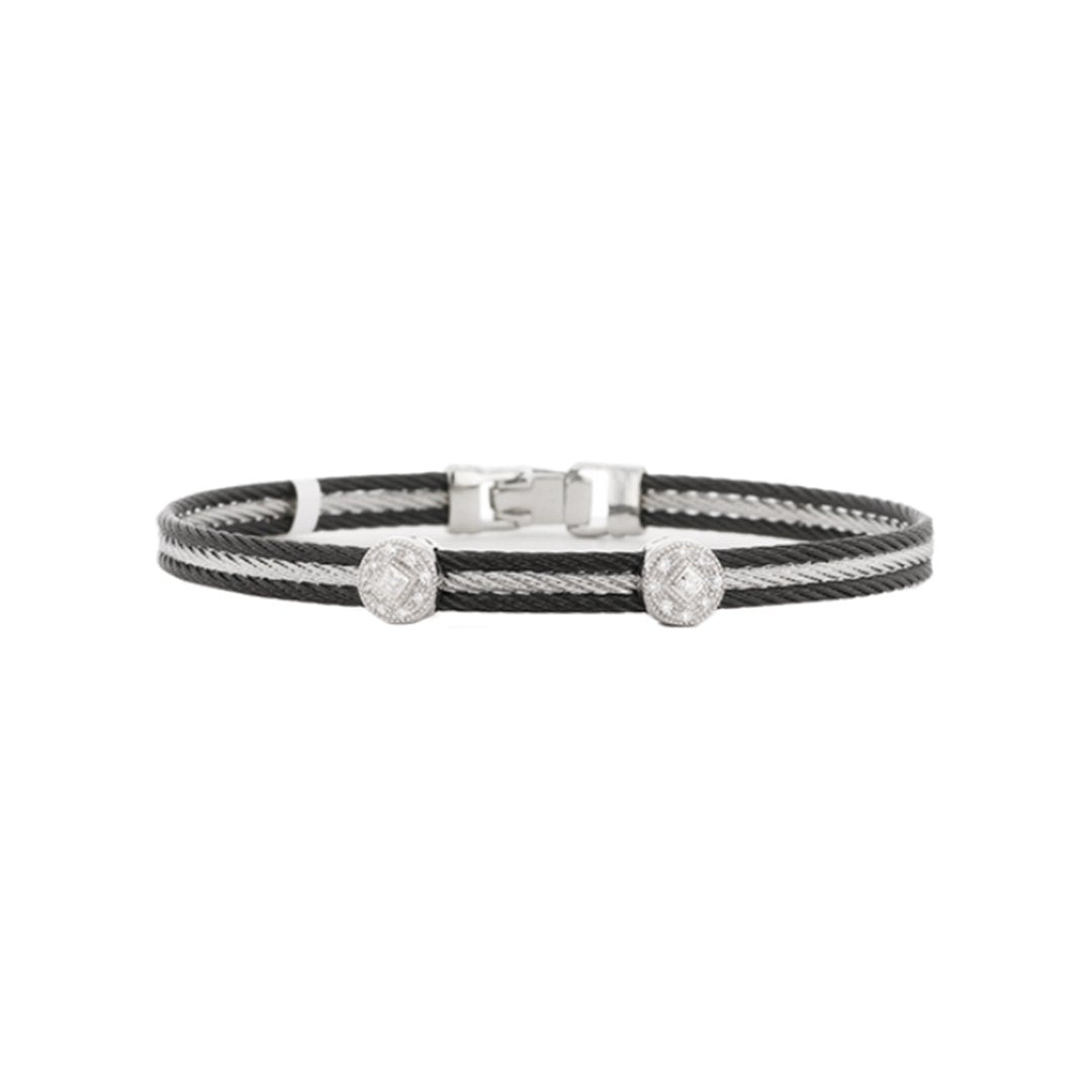 0.09 ctw Diamond Black & Grey Cable Bangle Bracelet - Continental Diamond