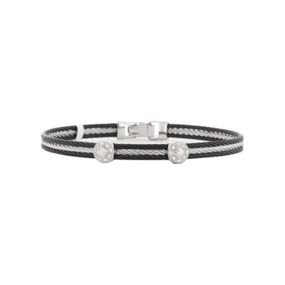 0.09 ctw Diamond Black & Grey Cable Bangle Bracelet - Continental Diamond