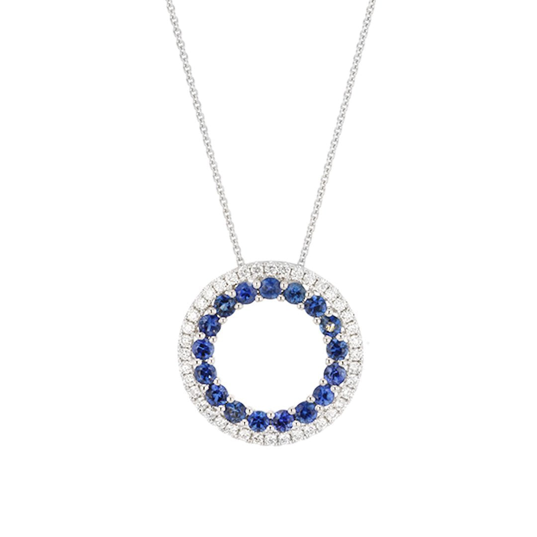 Blue Sapphire & Diamond Necklace - Continental Diamond
