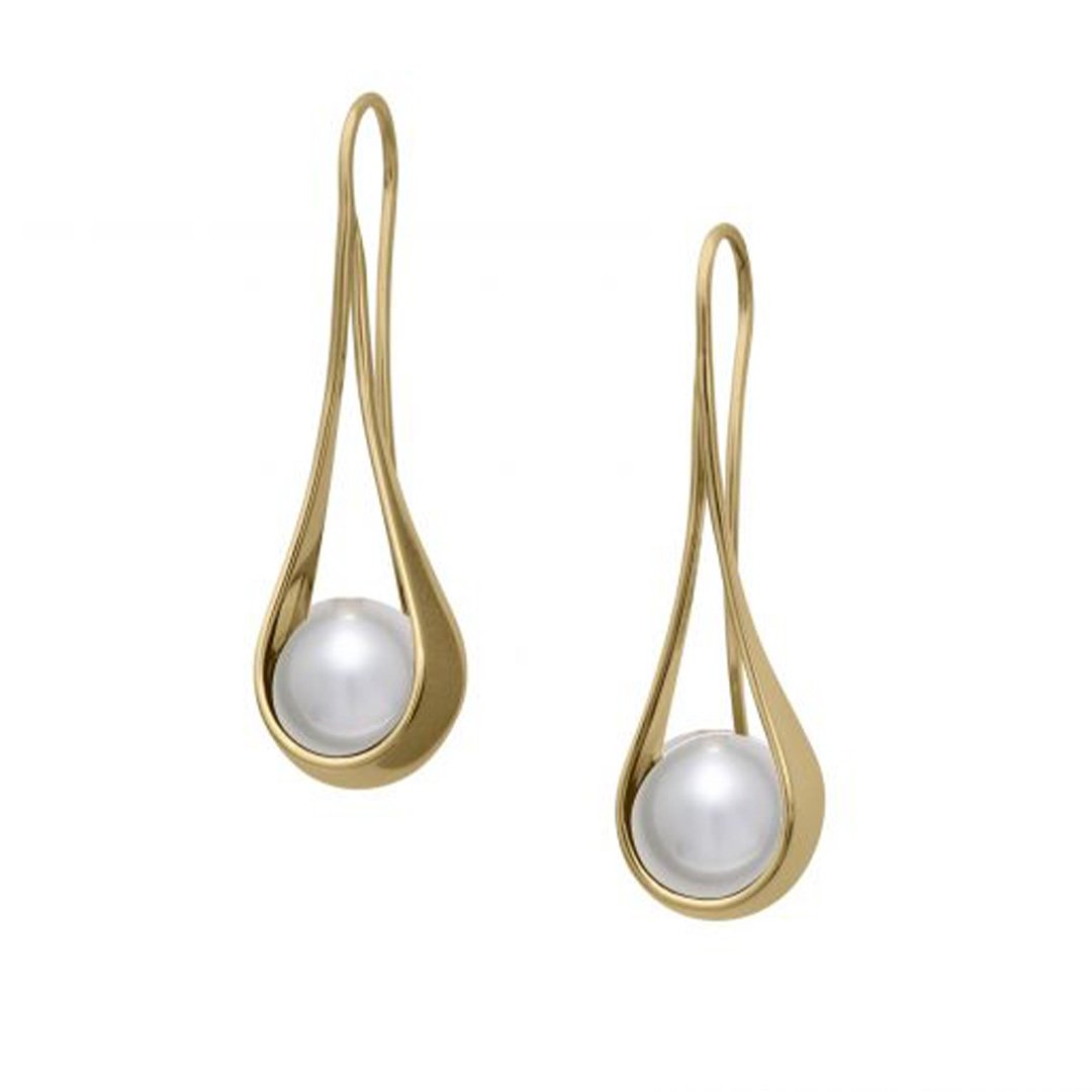 Silver & Gold Pearl Drop Earrings - Continental Diamond