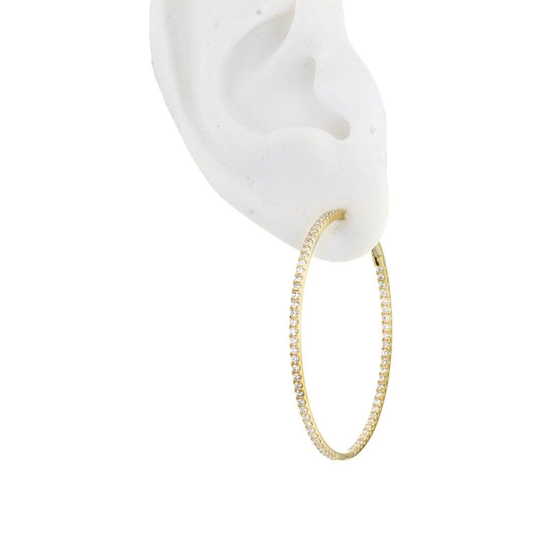2.24 ctw Diamond 2" Inside-Out Hoop Earrings