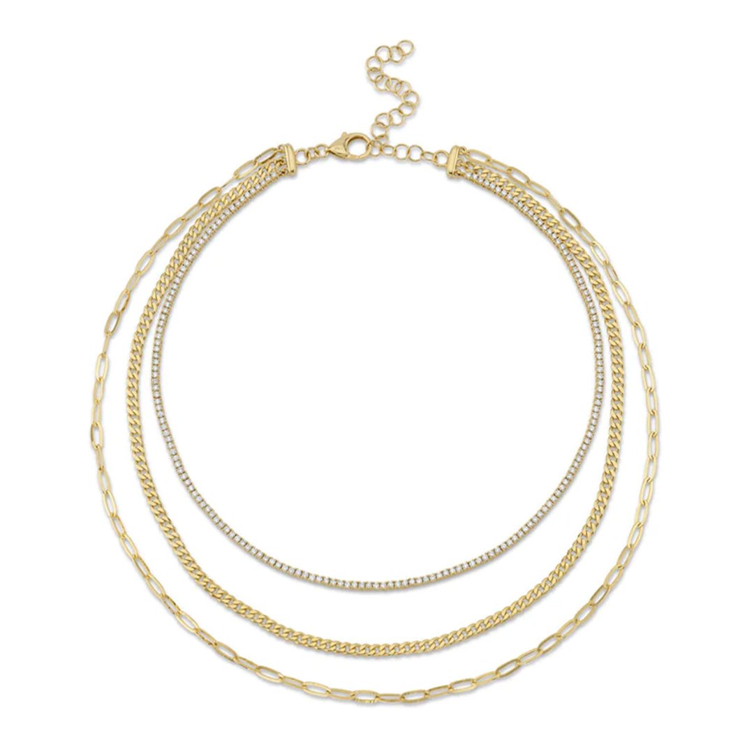 3.29 ctw Diamond 3 Strand Necklace - Continental Diamond