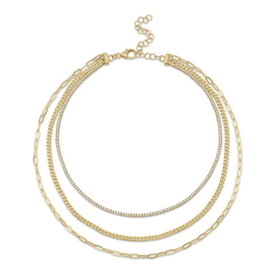 3.29 ctw Diamond 3 Strand Necklace - Continental Diamond