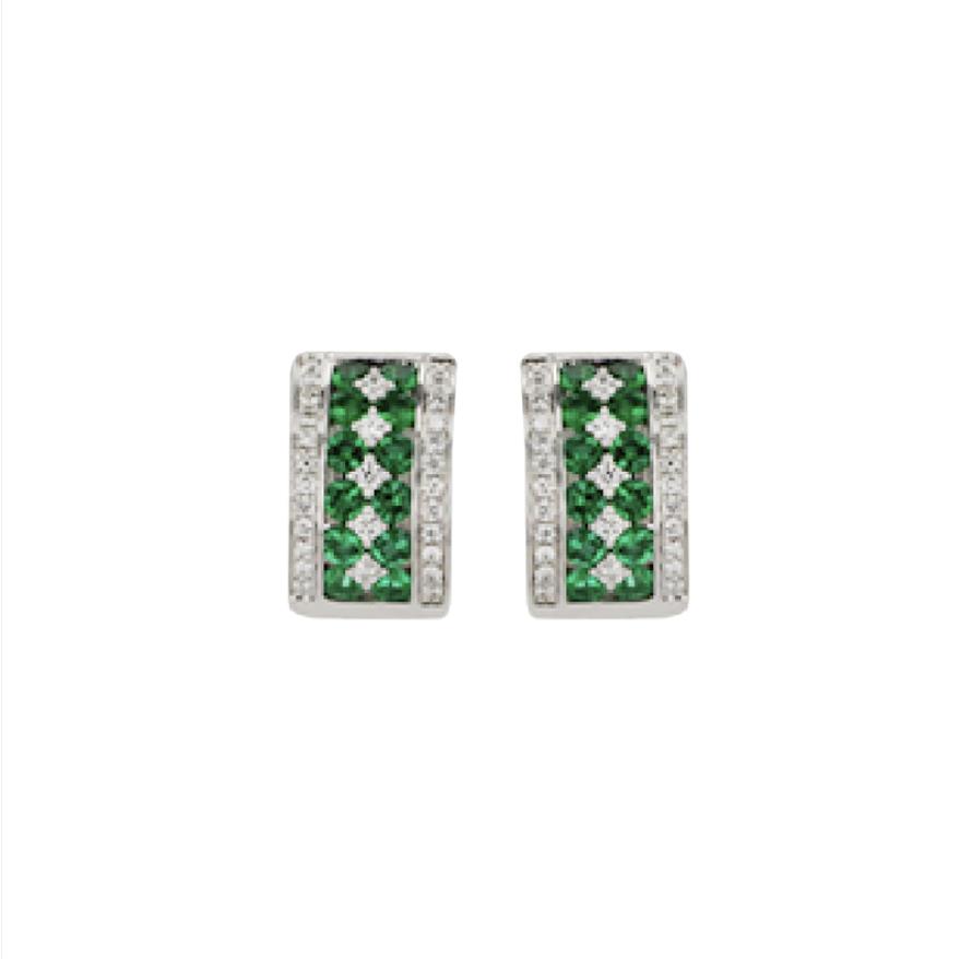 Emerald & Diamond Huggie Earrings