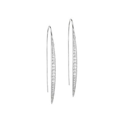 1.19 ctw Diamond Long Wire Earrings - Continental Diamond