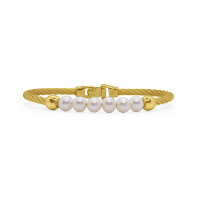 Pearl & Cable Bangle Bracelet - Continental Diamond