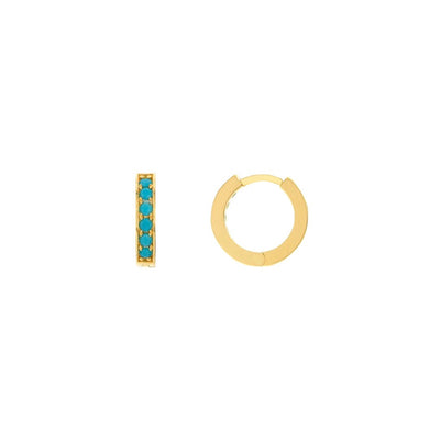 Turquoise Huggie Earrings - Continental Diamond