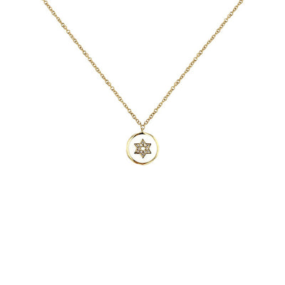 0.03 ctw Diamond Star of David Enamel Necklace - Continental Diamond