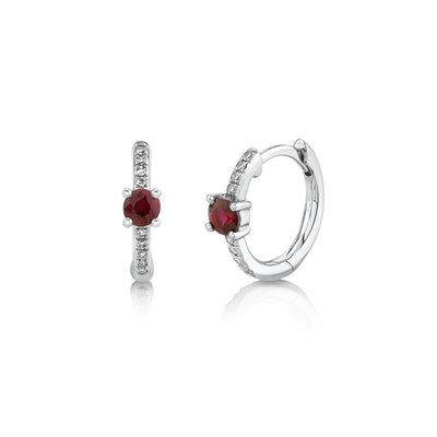Ruby & Diamond Huggie Earrings - Continental Diamond