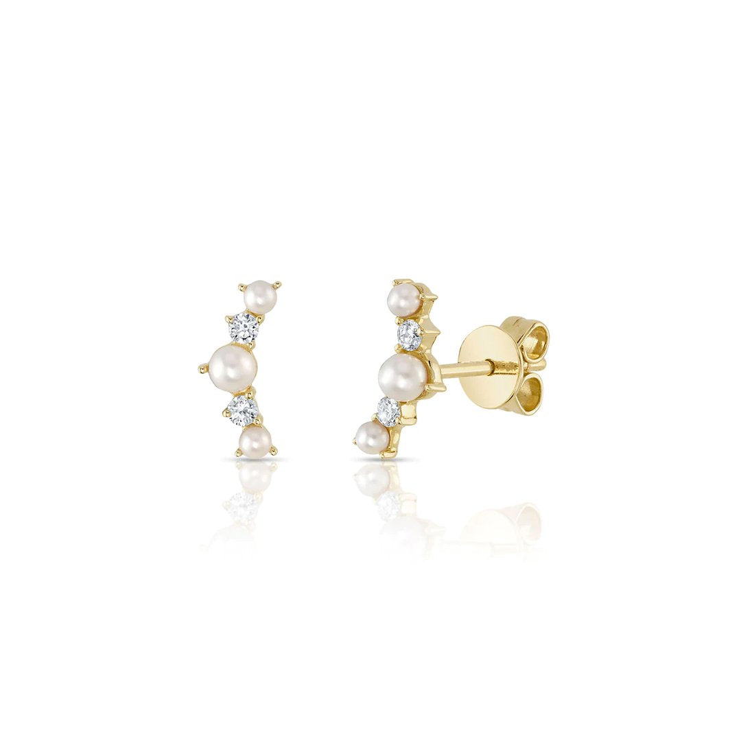 Pearl & Diamond Fashion Stud Earrings - Continental Diamond
