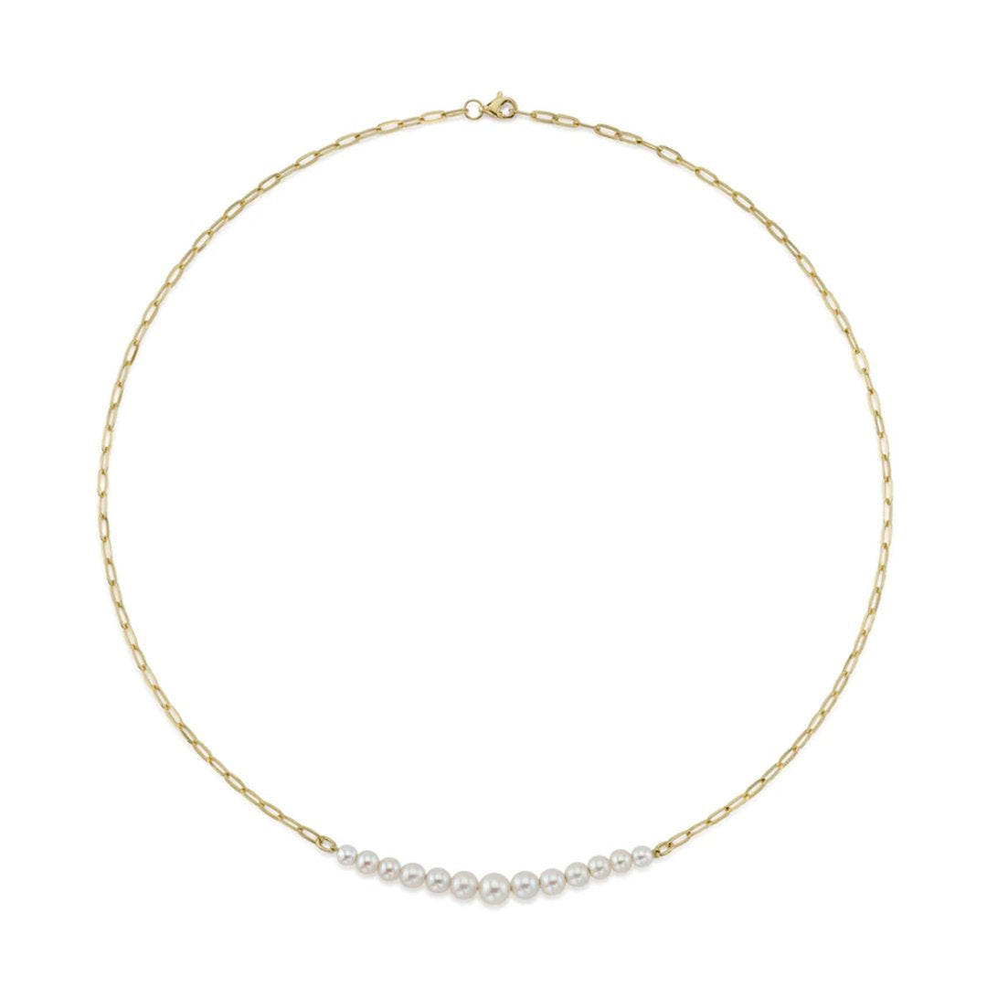 Pearl Paper Clip NEcklace - Continental Diamond