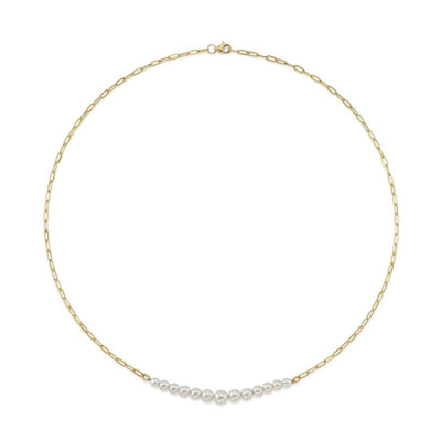 Pearl Paper Clip NEcklace - Continental Diamond