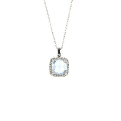 Aquamarine & Diamond Pendant Necklace - Continental Diamond