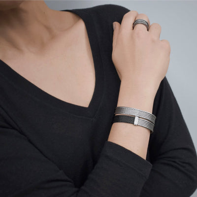 0.19 ctw Diamond Grey & Black Cable Bangle Bracelet - Continental Diamond