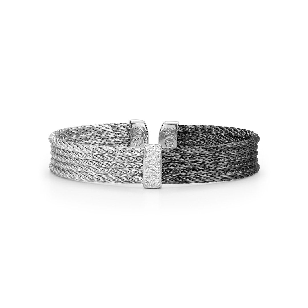 0.19 ctw Diamond Grey & Black Cable Bangle Bracelet - Continental Diamond