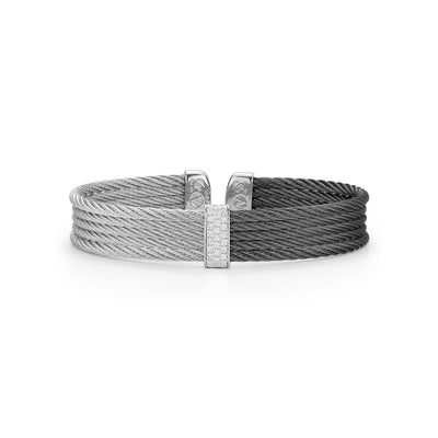 0.19 ctw Diamond Grey & Black Cable Bangle Bracelet - Continental Diamond