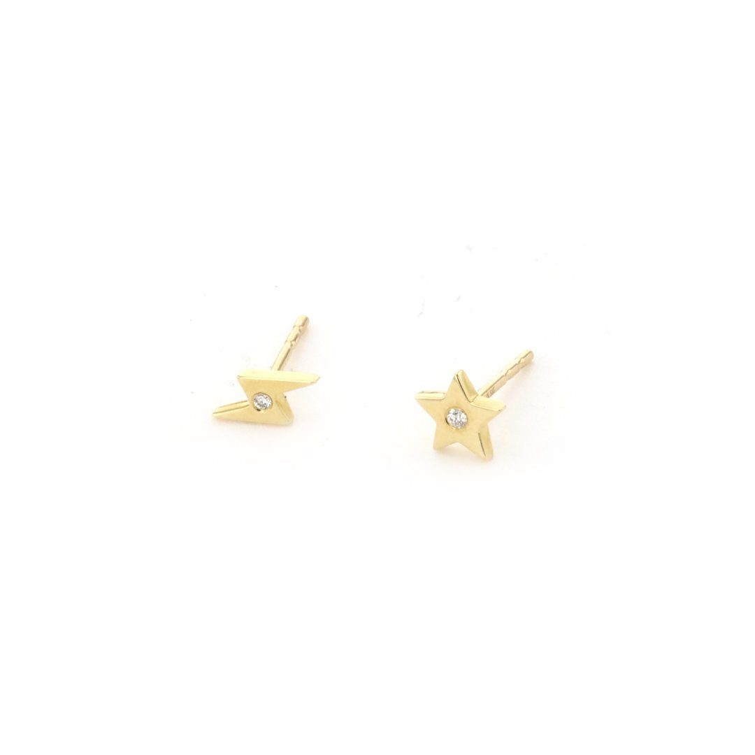 0.02 ctw Diamond Star & Bolt Earrings