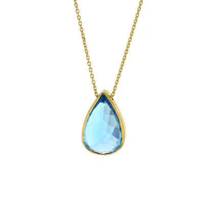 Blue Topaz Pendant Necklace - Continental Diamond