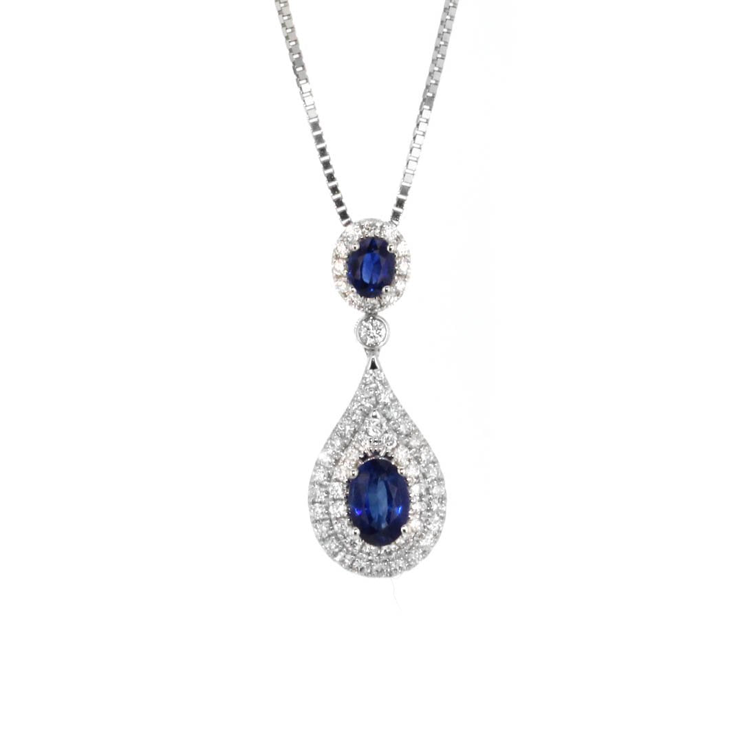 Blue Sapphire & Diamond Pendant - Continental Diamond