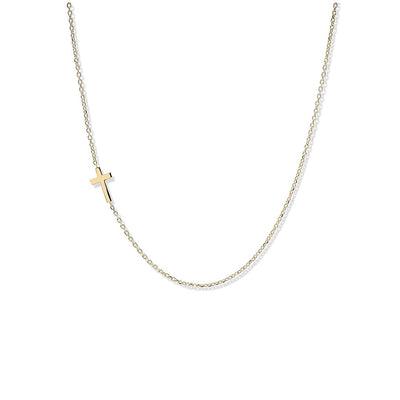 Offset Small Cross Necklace - Continental Diamond
