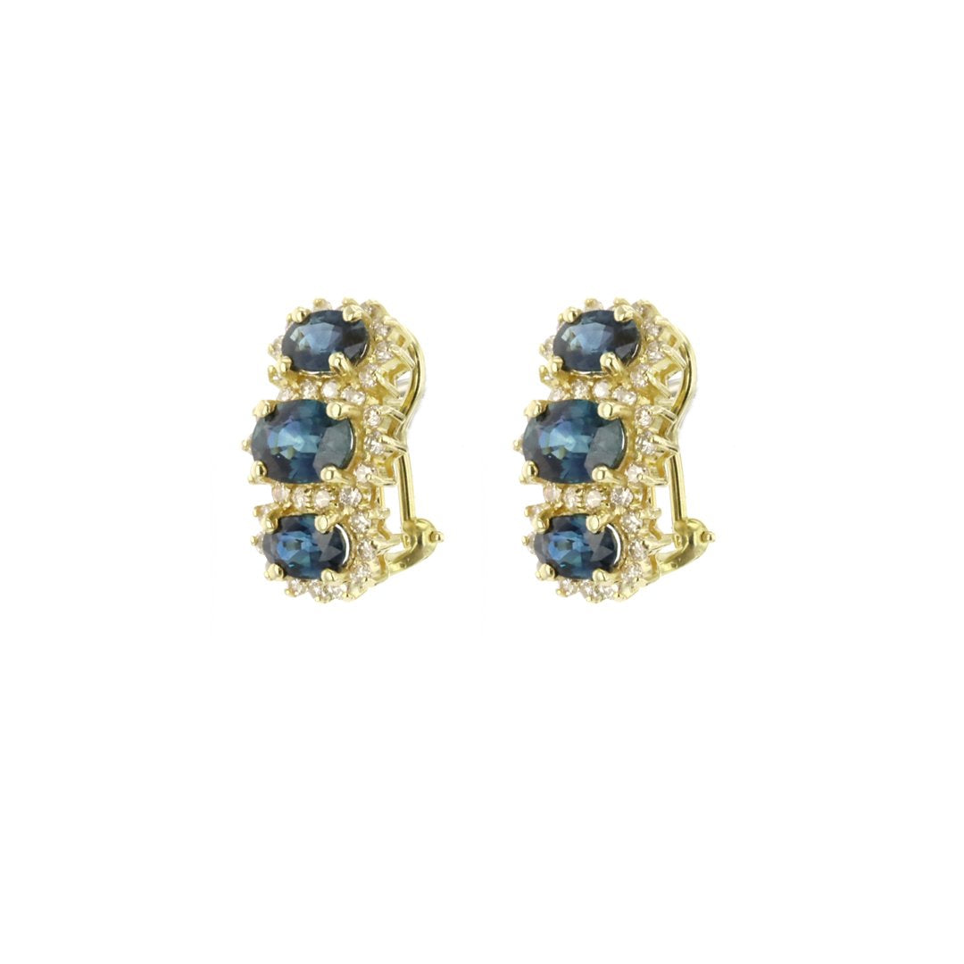 Blue Saphire & Diamond Earrings - Continental Diamond