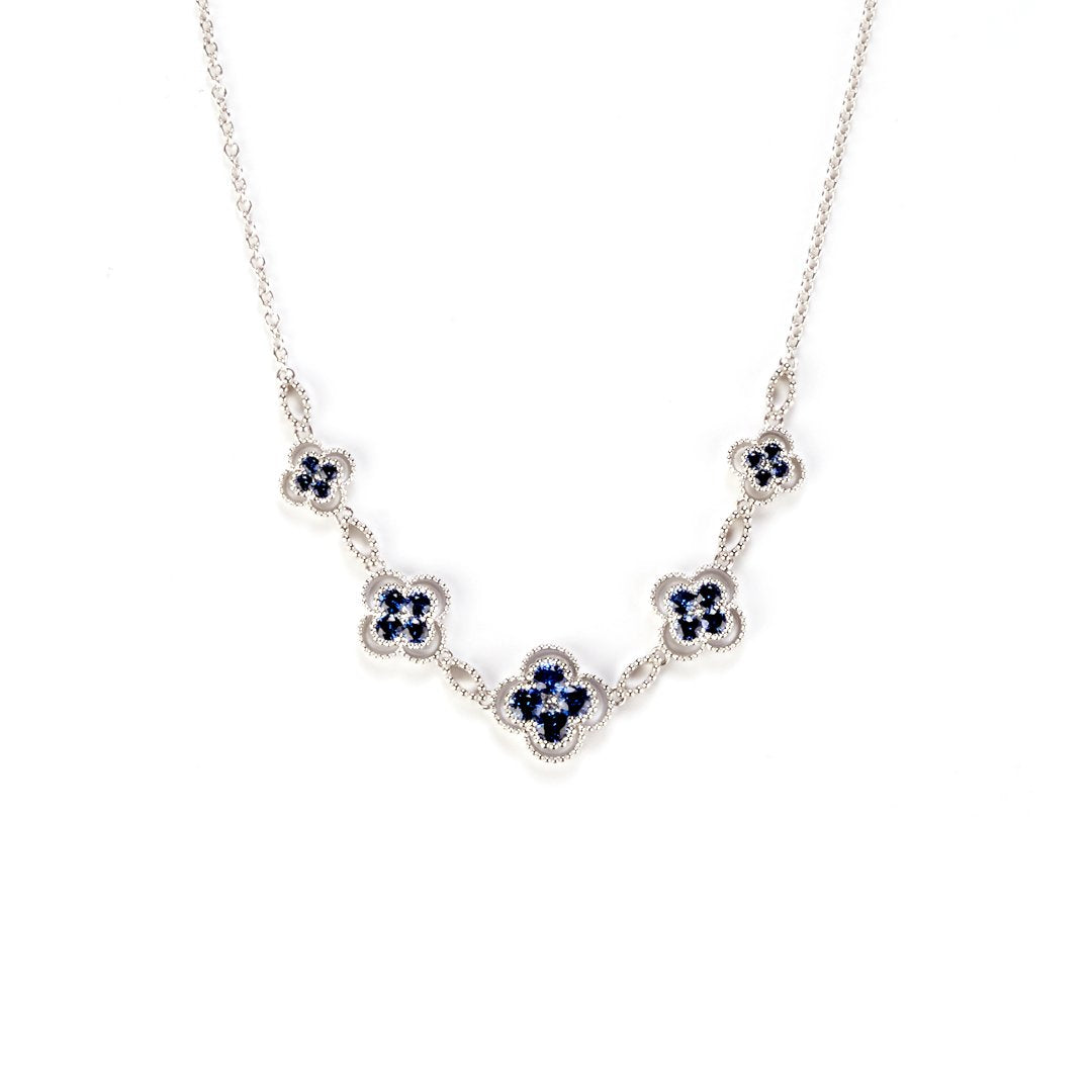 18" Blue Sapphire & Diamond Necklace