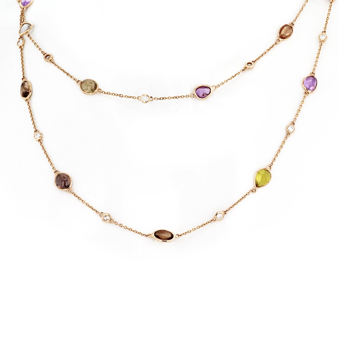 Multi-color Sapphire & Diamond Necklace - Continental Diamond