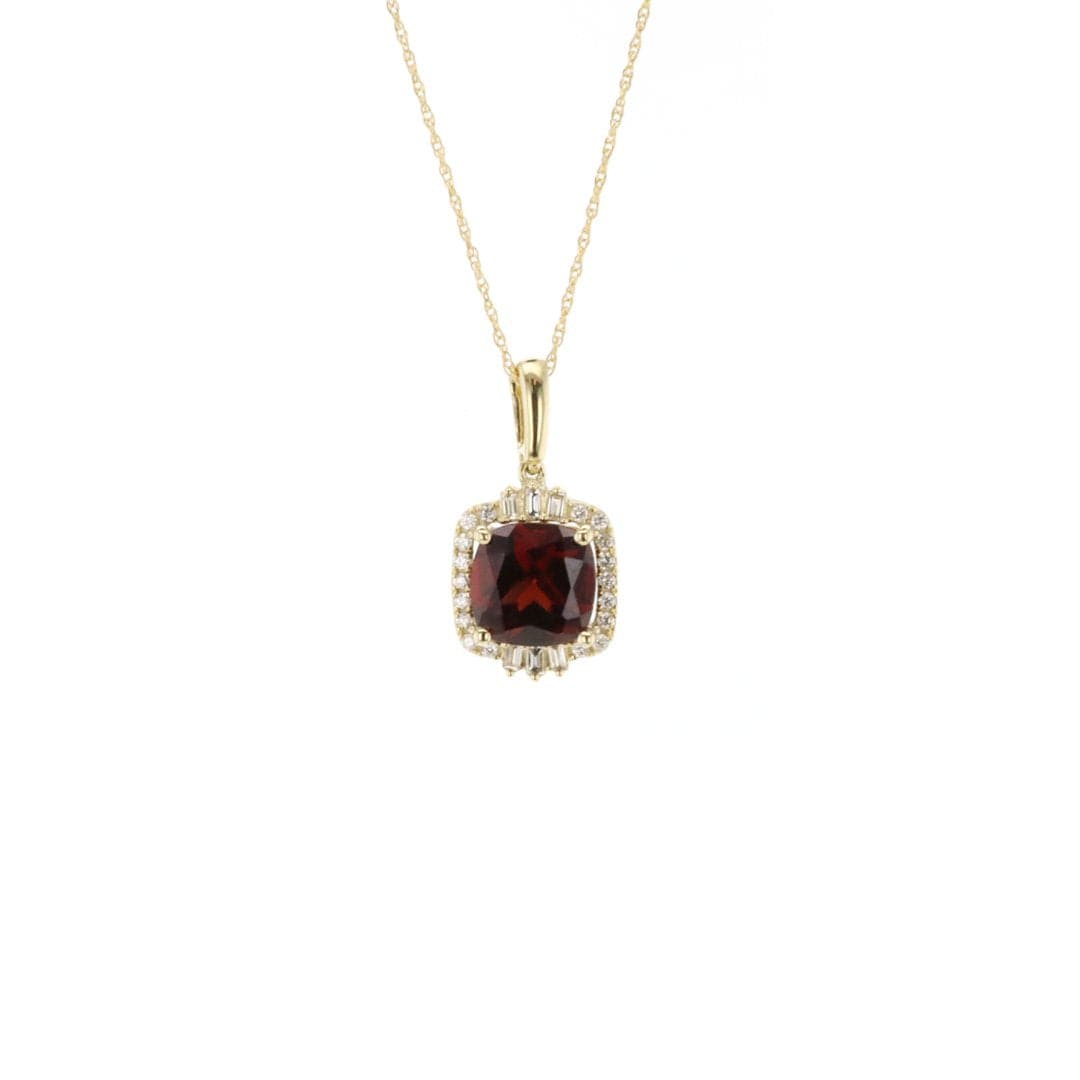 Garnet & Diamond Pendant Necklace - Continental Diamond